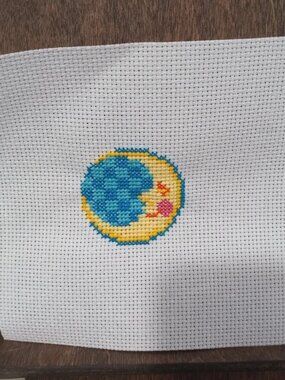 Completed Moon Celestial Finished Cross Stitch Needlepoint